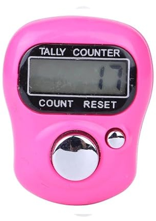 OOYES Digital Display Finger Counter, Hand Tally Electronic Tasbeeh Counter For Goods Counting, Hand Tally Counter Clicker, Manual Digital Counter For Tracking,Step Count,Recording,Golf & lap (Pink)