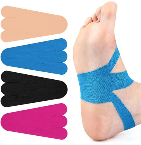 Precut Kinesiology Tape for Foot Plantar Fasciitis Pain Relief, 20 PCS | Elastic Athletic Tapes, Adhesive Hypoallergenic Sports Joints Muscle Tape for Feet Arch Heel Ankle, Waterproof & Breathable