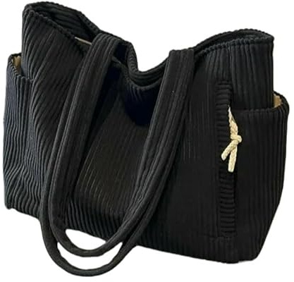 SMMZRF Freizeittasche Damen Cord Handtasche Große Kapazität Multi-Pocket Reißverschluss Casual Bag Schultertasche