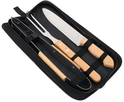 Toddmomy 1satz BBQ Grillbesteck Set Mit Holzgriff Teiliges Grillzubehör Für Outdoor Und Camping Inklusive Grillzange Fleischgabel Und Tragetasche Für Grillliebhaber Und Feinschmecker