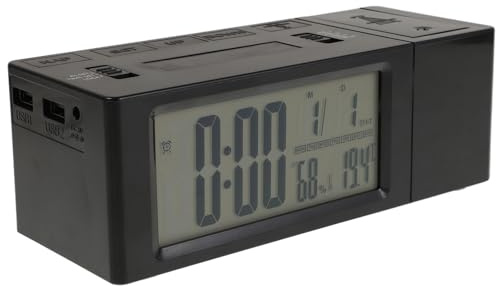 UKCOCO Digitaler Projektionswecker Für Kinderzimmer Und Schlafzimmer Led Projektion An Decke Und Wand Verstellbare Helligkeit Nachtlichtfunktion Dual-Alarm Geräuschloser Multifunktions-