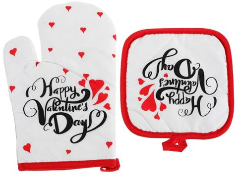 Hemobllo 2pcs Cute Oven Gloves Non Slip Kitchen Mittens Reusable and Stylish for Cooking Baking and Microwave Use Durable Heat Resistant Design for Everyday Kitchen Tasks