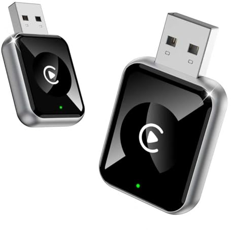 MoKo kabelloser CarPlay Adapter für Fahrzeuge mit integriertem CarPlay | für iPhone, Konverter wandelt werkseitiges kabelgebundenes CarPlay kabellos um, mit Bluetooth sowie USB-A&USB-C Doppelstecker