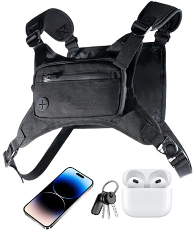 Baoqifong Cintura toracica da corsa | Hiking pettorale gilet da corsa | Supporto per telefono gilet zaino per moto bicicletta escursionismo caccia campeggio, Nero, Siehe Beschreibung