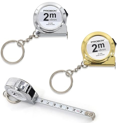2 PCS Mini Tape Measure 2M Small Steel Measuring Tape with Keychain | Portable Retractable Measures for Home, Office, School, and DIY Projects, Clear Markings (Silver, Gold)