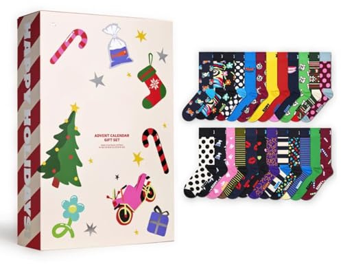 Adventskalender 2025 Frauen & Männer, 24 Paar Weihnachtssocken, Adventskalender Socken Damen/Herre, lustige Socken Countdown bis Weihnachten 2025, als Geschenk