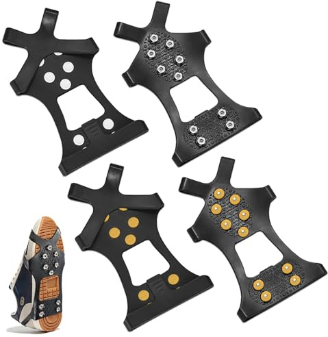 2 Sets Anti-Rutsch-Schuhspikes für Schnee und Eis – langlebige Gummi-Schuhüberzieher mit Stahlnieten, Eisgreifer für Winterwandern, Wandern und Arbeiten im Freien