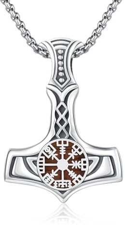 REDSUN Wikinger Pfeil Thors Hammer Kette 925 Sterling Silber ViKing Kreuz Hammer Kreuz Anhänger Keltisches Anhänger Amulett Schmuck für Herren Sohn Jungen Damen Männer Unisex