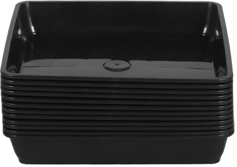 HIAKDOFT 12 Bandejas para Macetas Cuadradas Negras, Platos de Agua para Macetas de 12 Cm, Bases de Plástico Resistentes para Jardinería Interior y Exterior, Protección contra Derrames