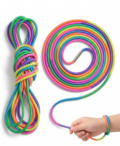 HAPZUR Gummitwist Kinder 5m lang Regenbogenband. Hüpfspiel Gummi für Mädchen & Jungen ab 6 8 Jahre. Ideal für Indoor & Outdoor, fördert Koordination. Inkl. Anleitung.