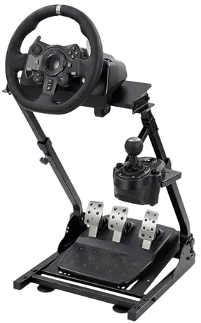 jiumxliu Lenkradständer für Lenkrad Gaming Wheel Stand Racing, Klappbarer Lenkradständer, 22-31″ Höhe, 44 lbs belastbar, verstellbare Pedalbasis 3-5″, für Sim-Racer