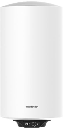 PremierTech Scaldabagno Elettrico 100L Verticale Bianco 1500W Touch SB100VD | Classe Energetica B, boiler elettrico ad accumulo da parete, display digitale, impostazioni Touch, scaldacqua per bagno casa