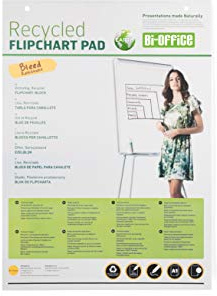 Bi-Office Earth - Bloc de Papel Reciclado para Pizarra Rotafolios, Euro, 20 Hojas por Bloc, 55 g/m², Paquete de 5 Bloques