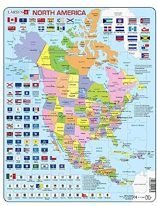 Larsen K17 Nordamerika Politisch, Englisch Ausgabe, Rahmenpuzzle mit 70 Teilen