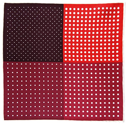 TigerTie Multi Einstecktuch in rot weinrot bordeaux verkehrsrot weiss gepunktet - 100% Seide
