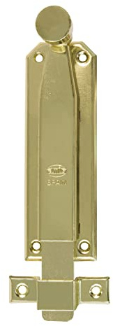 Amig - Türriegel aus Zamak | Bolzenriegel Mod. 310 | Türschloss in Lackiert Messing Überzogen | Torschlossriegel Türschieber | Maße: 150 x 38 | Aufschraubschloss | Geeignet für Türen