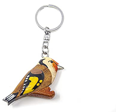 Porte-clés en bois Cornelißen pour chardonneret – Pendentif animal en bois fait main