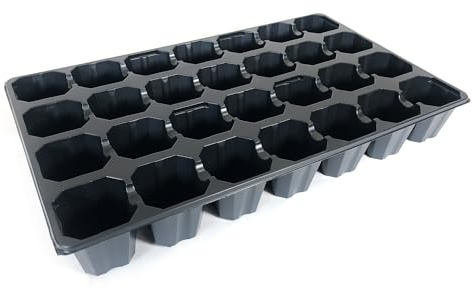 PAMPOLS Bandejas de Germinación Semilleros de Plástico Rígido Negro para Esquejes Sembrar Semillas o Cultivar Planteles | Jardinería y Huerto | Pack de 70 Bandejas Apilables con 28 Alveolos