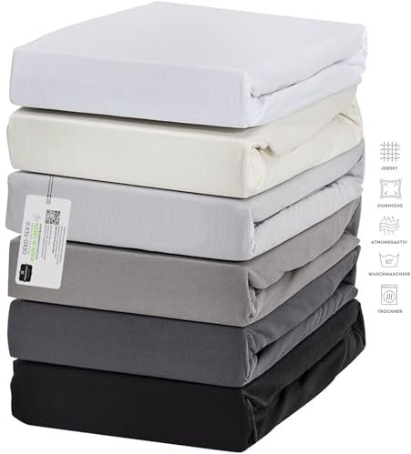 Hometex Premium Textiles Exclusive Boxspringbett Spannbettlaken | Bettlaken für hohe Matratzen | Extra starker Stoff 160 g/m² | Oeko-TEX® Made IN Green | 180-200x200-220 cm - Steghöhe 40 cm - Grau