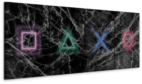 murando - Leinwandbild Gamingzimmer Gaming, 160x60 cm, 4-teilig, Wohnzimmer | Hochwertige Leinwand, sofort aufhängbar, ideal fürs Wohn- oder Schlafzimmer, wasserfest und lichtecht, langlebig, stilvoll