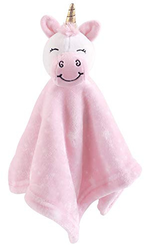 Hudson Baby Unisex Baby Animal Face Security Blanket, Pink Unicorn, One Size