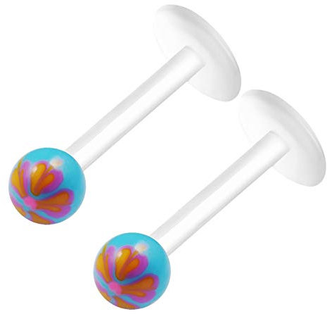 KJM FASHION 2 STK Durchsichtig Bioflex Lippe 1.2 mm 16gauge 8mm 5/16 3mm Tragus Vertical Labret Cartilage Lip Ohrringe Medusa Piercing Schmuck 1068