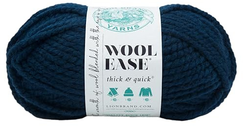 Lion Brand Yarn Wool-Ease dickes und schnelles Garn, weiches und sperriges Garn zum Stricken, Häkeln und Basteln, 1 Knäuel, Petrol | Super sperrige Woll-Acryl-Mischfaser für weiche Mützen, Pullover, dicke Decken, Garn zum Häkeln, Stricken, Basteln, Weben