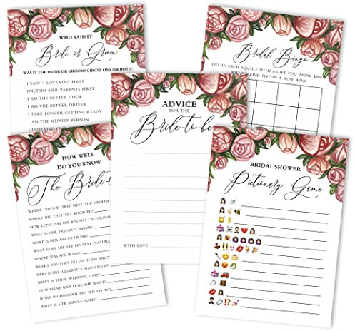 INKDOTPOT Brautparty Spiele 5Er Einstellen (Aktivitäten Für 50 Gäste) Blumen Thema Spaß Junggesellinnenparty Spiele Einstellen Bündeln