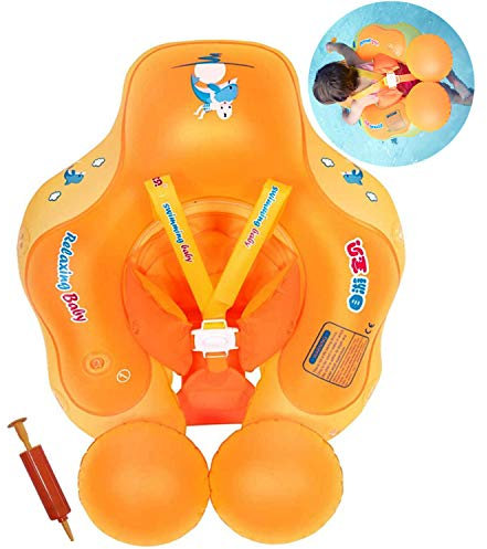 Inflatable Baby Swimming Float 3-6-12 Months Newborn Baby Float, Infant Baby Pool Float Baby Inflatable Seat Swimming Float Ring for Baby Boy Girl 0-6-12-18-36 Months Toddler (Orange, L (6-36 Months))