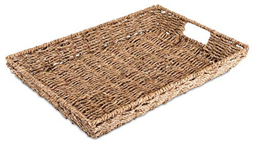 Decorasian Tablett rechteckig geflochten aus Seegras - groß vintage Style