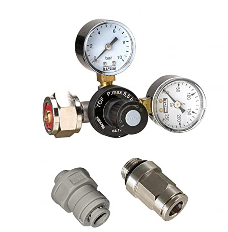 CO2 Druckminderer für große CO2 Mehrwegflaschen inklusive Connector geeignet für Grohe Blue Professional System. Ohne CO2 Flasche