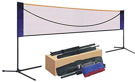 APOE Badminton Netz Volleyballnetz mit Ständer für den Garten, 3.1m/4.27m/5.18m Tragbares Klappbares Volleyball- und Tennis- Netz mit Ständer und Tragetasche für Beach Grass Park