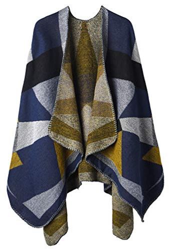Vinter varm poncho halsduk wrap – höst öppen front cape vindtät stickad ull rock filt cape halsduk överdimensionerad vinterfilt vändbar halsduk tjock kofta rock för kvinna flicka festliga gåvor, färg