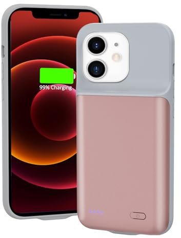 HUOBAO Akkuhülle für iPhone 12Mini, [5000mAh] Zusatzakku Ladehülle Akku hülle Handyhülle, Akku Battery Case Powerbank Hülle für iPhone 12Mini, Ultradünn und Tragbar Akku Case [5,4 Zoll]