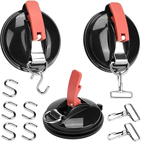 Saugnapf Haken - Saugnapfset, 3 Stück Saugnapf mit 6 S-Haken, 3D-Ring-Clip Multifunktionaler Saugnapf, Starke Saughaken für Camping, Auto