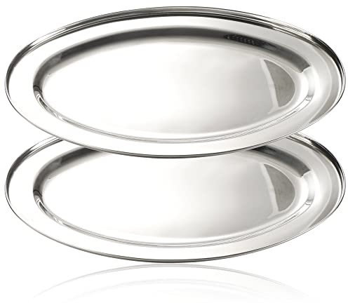 com-four® Cuenco ovalado 2x - fuentes de metal - para la cocina, la oficina y como decoración - cuenco decorativo para presentar frutas, verduras, dulces (2 veces 35-21 cm)