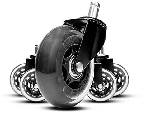 GOLIBER Ruote di ricambio per sedie da ufficio, ruote per sedie da ufficio, set di 5 ruote per sedie da ufficio, ruote per proteggere i pavimenti in legno, non necessita di tappeti