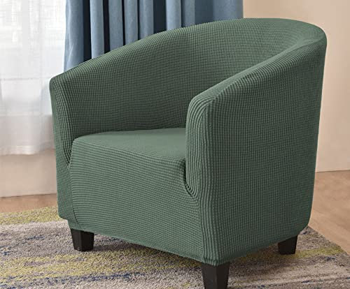 YOPOIY Elegante Volltonfarbe Sesselhusse Super weich Sesselbezug Strecken Cocktailsessel bezug mit Anti-Rutsch-Schaum für Wohnzimmer -grün-1-