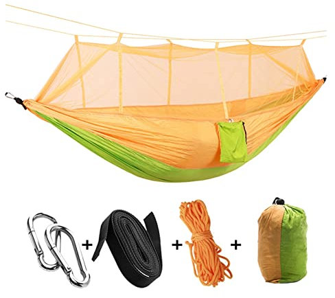 Schaukel Doppelte 210t Nylon Hängematte, Luftkollingzelt, Netto-Hängematte im Freien, Schlafendruckschaukel Klettergeräte & Schaukeln (Color : Yellow Fruit Green)