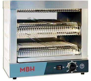 MBH Grille-pain professionnel INOX électrique double pour Hôtellerie Grille-pain industriel 2 étages pour bar et restaurant.