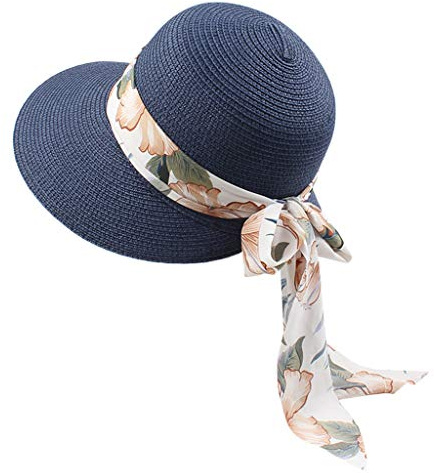Strohhut mit Schleife Damenhut Sommerhut Sonnenhut Strandhut Damen Frühling-Sommer Sommerhut Sonnenhut Damen Eleganter Strohhut Sommerhut Faltbarer Anti elegant Strandhut mit breiter
