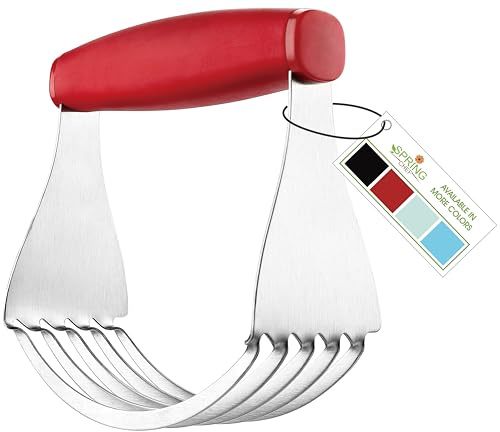 Spring Chef Red XL Size Dough Blender Tool For Baking, Heavy Duty Pastry Blender Tool for Easy Mixing, Stainless Steel Pastry Cutter with Sharp Blades, Dishwasher Safe Dough Mixer