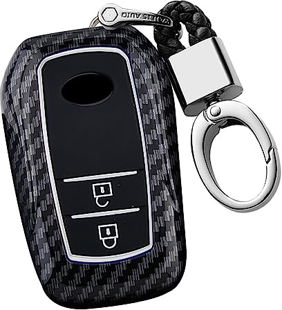 ontto Autoschlüssel Hülle Passt für Toyota Hilux Fortuner Yaris Land Cruiser Camry Coralla Crown RAV4 Highland ABS Schutzhülle Schlüsselhülle Schlüsselanhänger Schlüsseletui Zubehör 2 Tasten-Schwarz