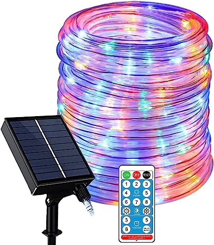 SUAVER 32 m, 300 LED, catena di luci a energia solare, impermeabile, con telecomando, timer, striscia LED, dimmerabile, tubo solare, decorazione stringa, luci solari di Natale (multicolore)