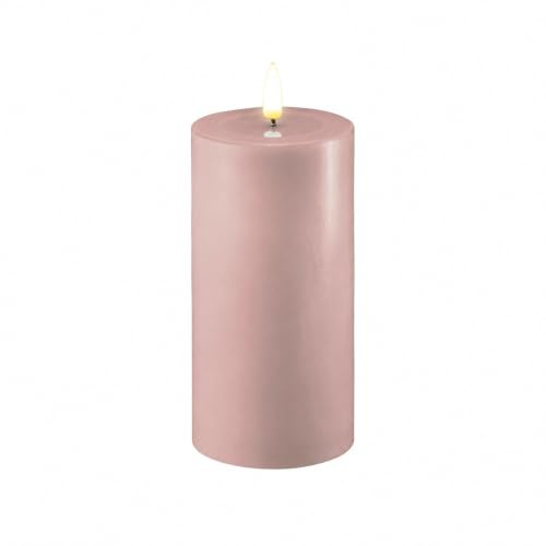 Deluxe Homeart Kerze Rose - Echtwachs Kerze mit 3D Flamme und Wachsspiegel-Effekt
