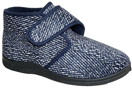 footloose.shoes Mens Wide Fitting Diabetic ORTHAPEDIC Brushed Fleece Lined Touch Close Strap Easy Close Boot Slipper Sizes 7-12