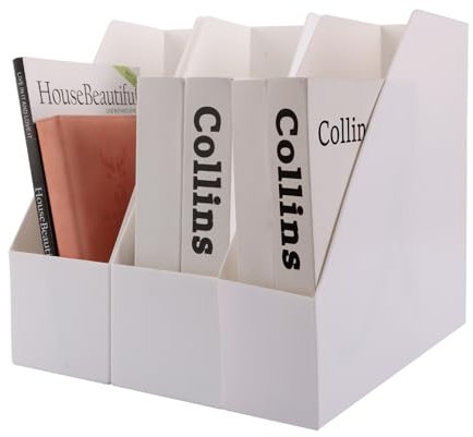 APACALI 3 Stück Stehsammler A4 Kunststoff, Zeitschriftensammler, Stehsammler weiß, Stehordner Plastik, Schreibtisch Organizer, Zeitschriftenhalter für Datei Ordner Schreibwaren Bürobedarf Organizer