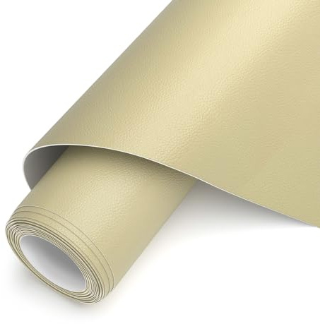 AYSOW Kunstleder Selbstklebend, Leder Reparatur Patch Selbstklebend 42x 150cm, PU Lederoptik Lederflicken Folie für Möbel, Sofa, Autositze, Taschen, Leder Reparatur und Renovierung(Beige)