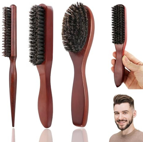 3 Stück Wildschweinborsten Bürste Haarbürste Mit Holzgriff Holzgriff, Unisex, Zum Kämmen Von Bärten Und Haaren, Für Alle Haartypen Geeignet