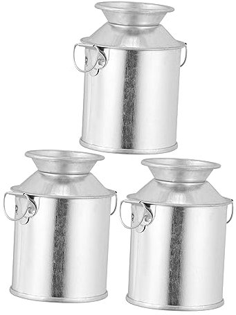 LIFKOME Vintage Iron Art Flower Bucket Plant Holder Set, 3 Pieces Rustic Metal Planter Pots for Garden Decoration and Home Use